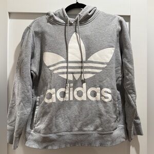 Adidas Originals Gray Trefoil Logo Pullover Hoodie Sweatshirt